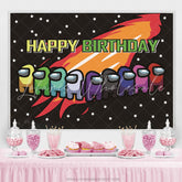 Lofaris Among Space Black Happy Birthday Backdrop For Kids